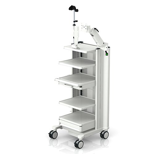 Medizinischer Geraetewagen classic-cart mit Endoskophalterung und Monitorhalterung von iTD